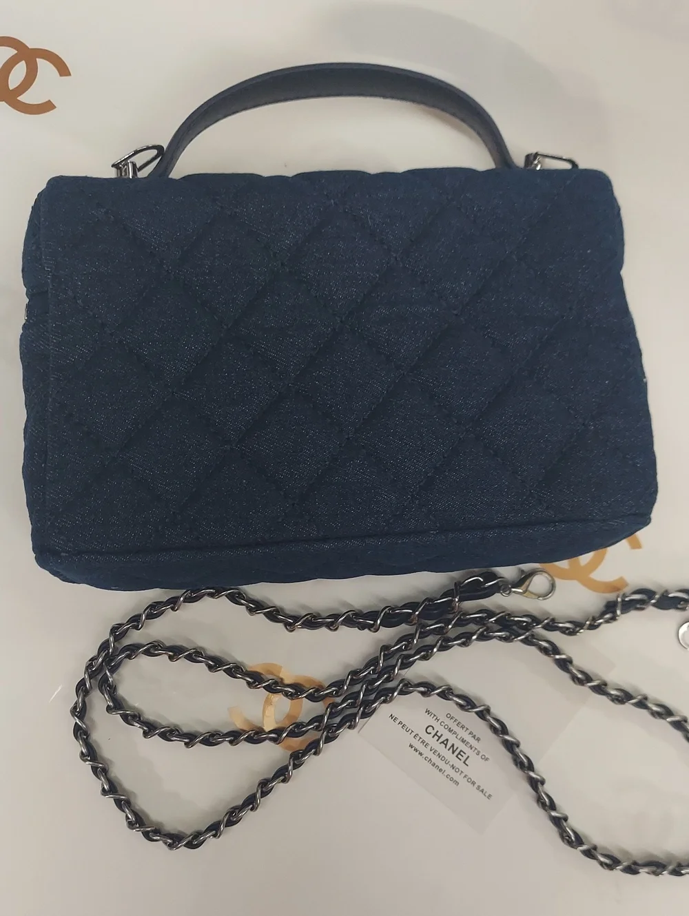CC Denim Vanity Case Chain Bag